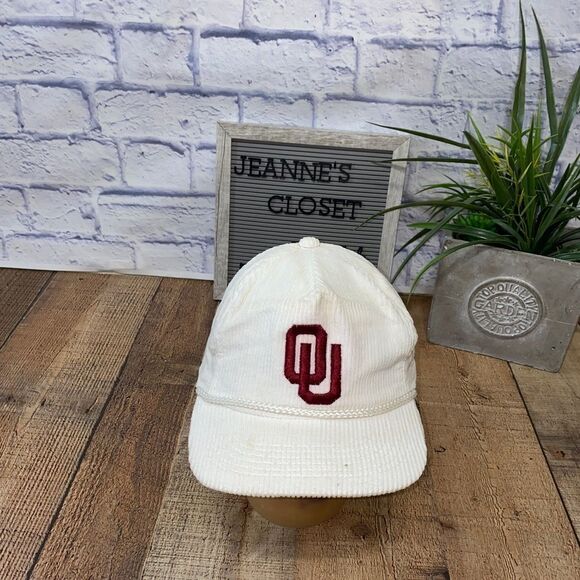 Vintage Corduroy Oklahoma Sooners SnapBack Hat white. - Picture 1 of 11